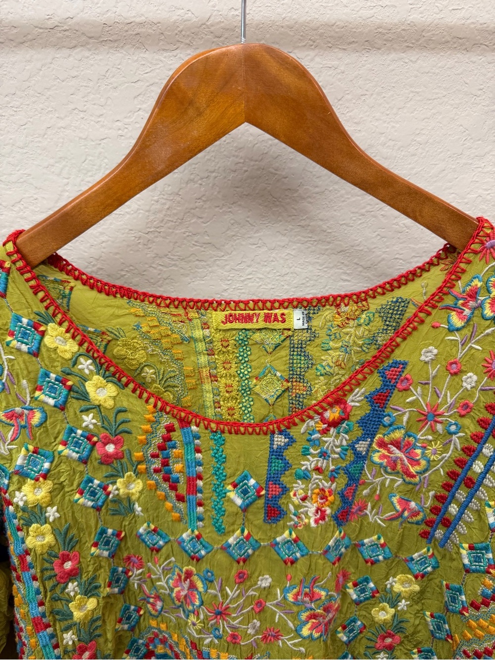 Johnny Was Lime Green Multicolor Embroidered Tunic - Picture 4 of 4